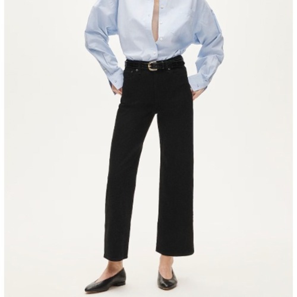 J.Crew Slim-Wide High Rise Semi-Stretch Jeans Black Size 27 Minimalist Denim